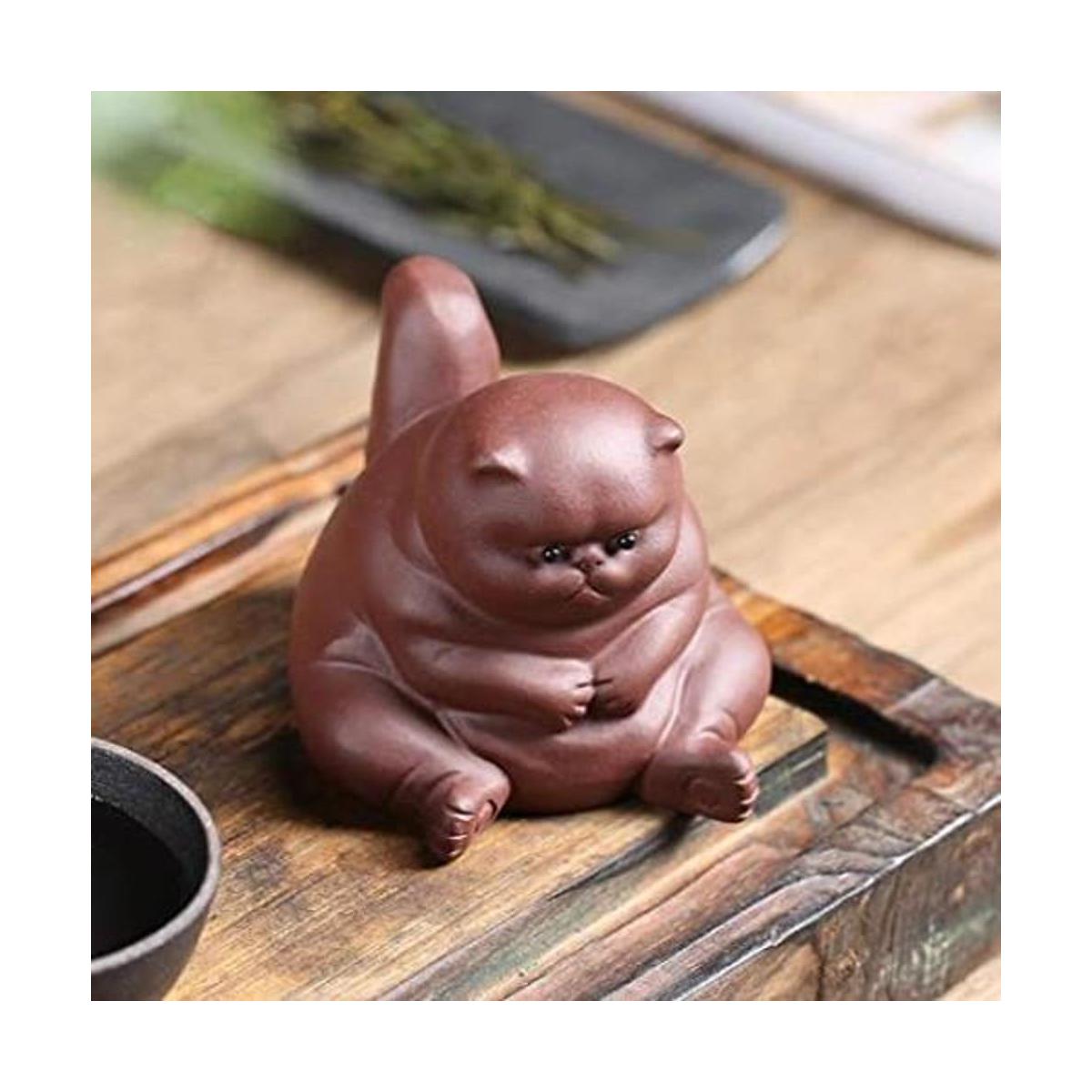 SCE Figuras de gato enojado para mascotas té de arcilla