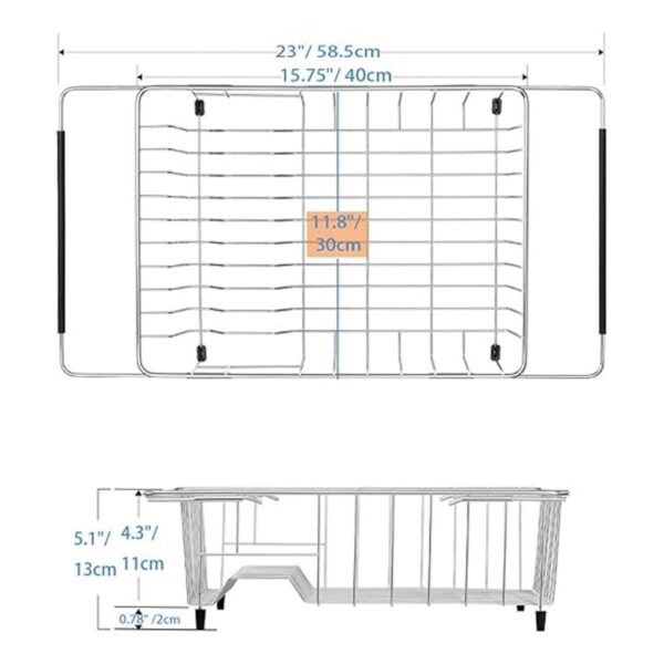 SANNO Estante de secado de platos expandible para