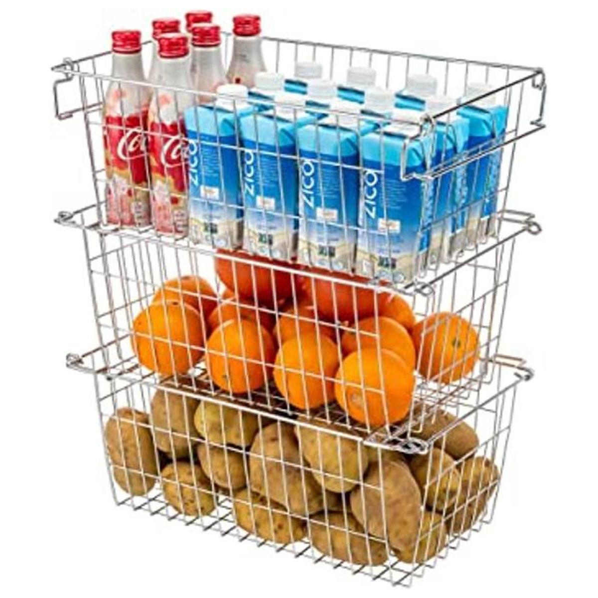 SANNO Cestas de alambre apilables para almacenamiento y