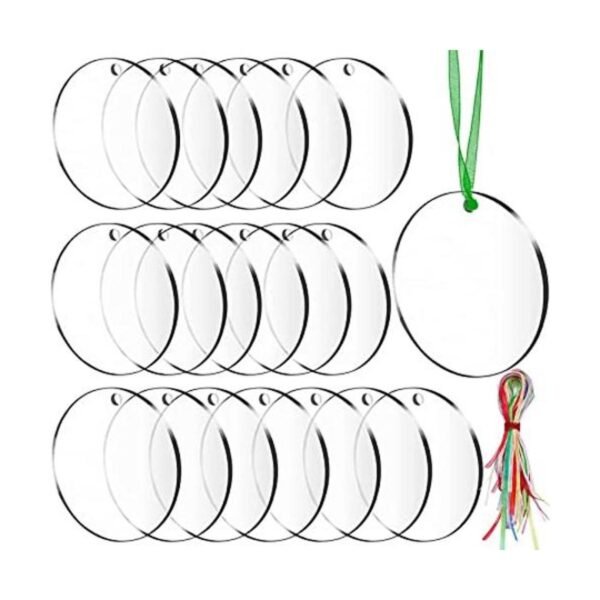 SANNIX 60 adornos de acrílico de 3 pulgadas en blanco con_1