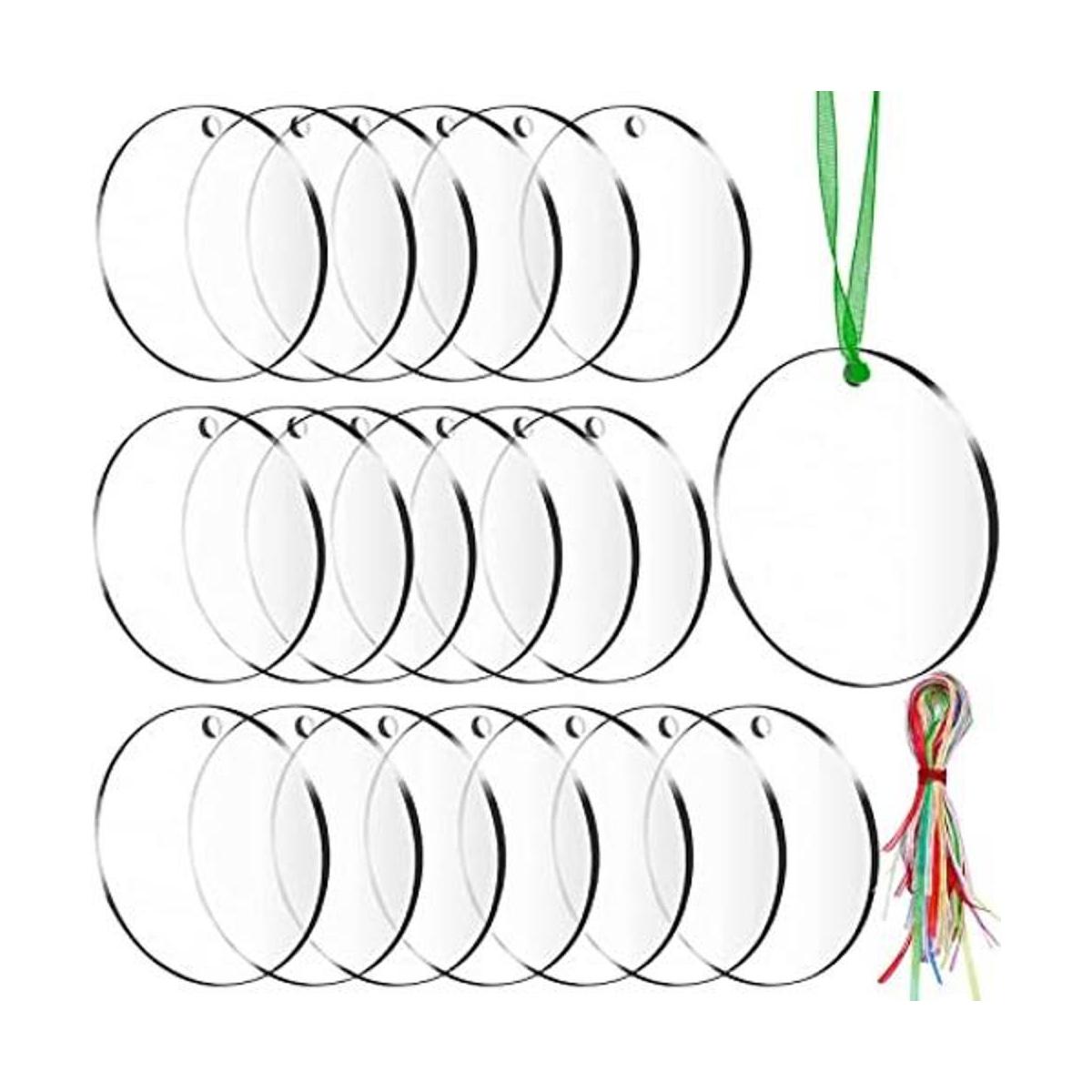 SANNIX 60 adornos de acrílico de 3 pulgadas en blanco con