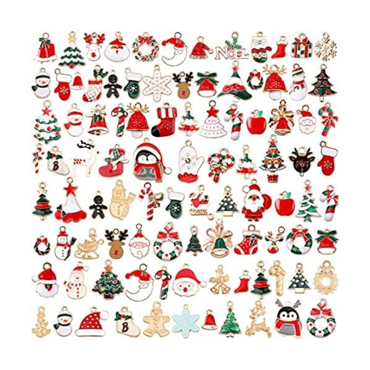 SANNIX 110 dijes de esmalte dorado de Navidad para hacer
