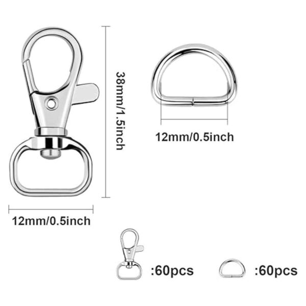 SANNIX 120 Pcs Keychain Clip Hooks with D Ring Include