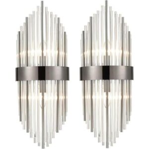 SAMTEEN Juego de dos apliques de pared de cristal negro_1