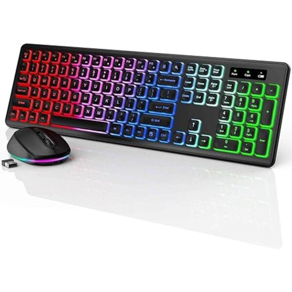 SABLUTE Teclado y mouse inalámbricos con retroiluminación_1