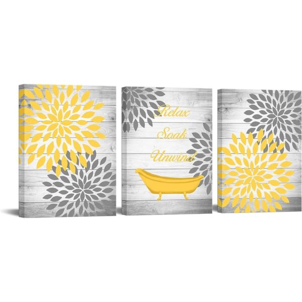RyounoArt 3 piezas amarillo gris baño pared arte_1