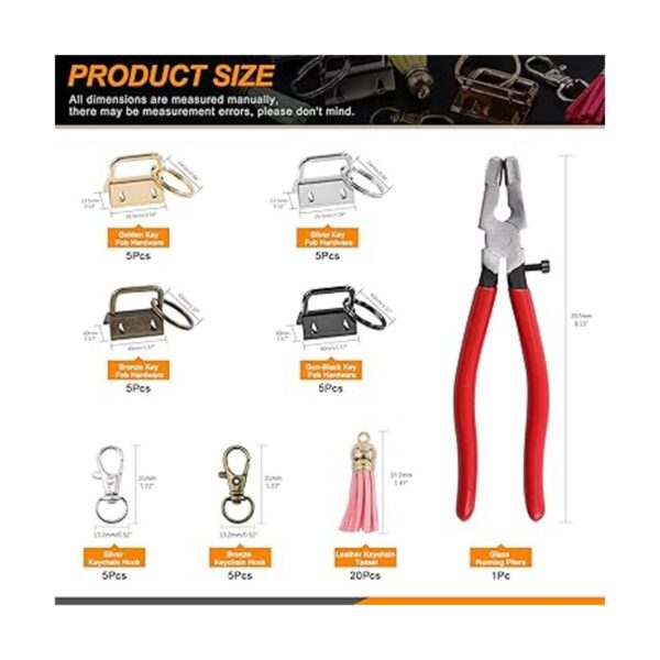 Rustark Kit de accesorios para llavero de 4 colores con