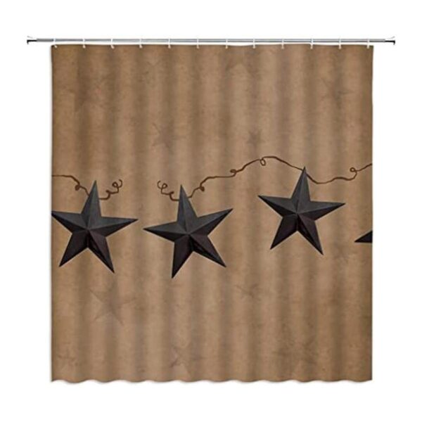 Rusty Star Primitive Cortina de ducha rústica Western_1