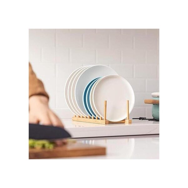 Estante para platos de madera de bambú soporte para_3