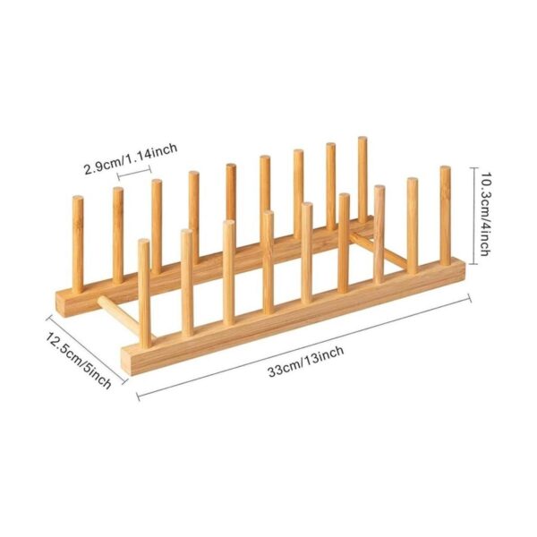 Estante para platos de madera de bambú soporte para_2