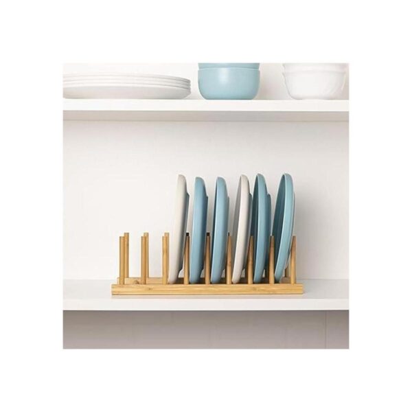 Estante para platos de madera de bambú soporte para_5