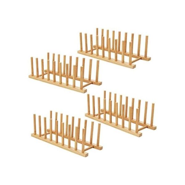 Estante para platos de madera de bambú soporte para_1