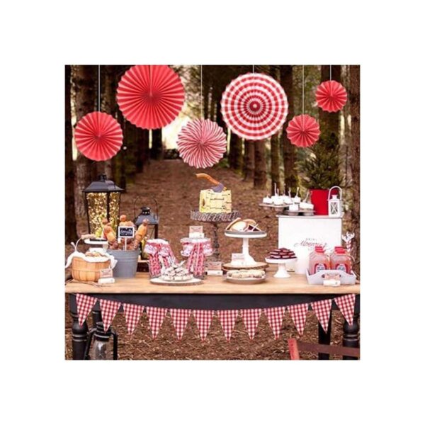 Red and White Checkered Gingham Pennant Banner with