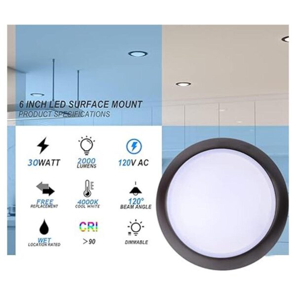 ECOELER Lámpara de techo LED redonda regulable de bronce_2
