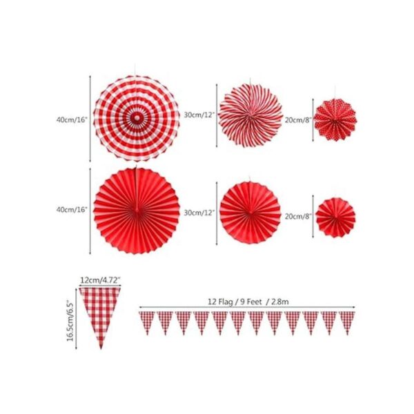 Red and White Checkered Gingham Pennant Banner with
