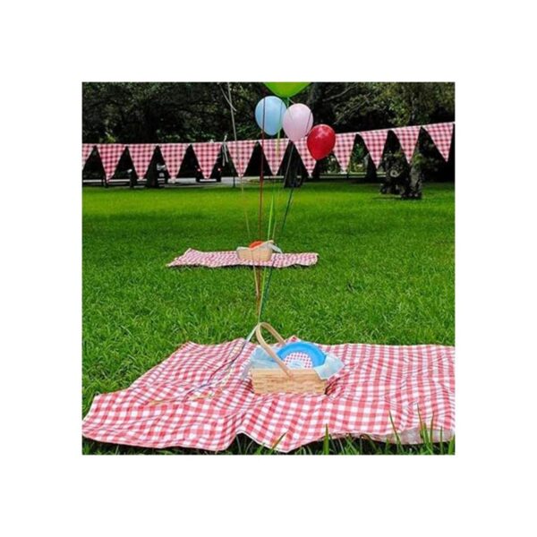 Red and White Checkered Gingham Pennant Banner with