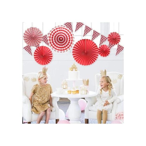 Red and White Checkered Gingham Pennant Banner with