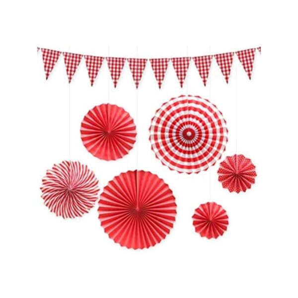Red and White Checkered Gingham Pennant Banner with