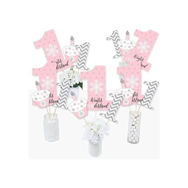 Big Dot of Happiness Pink Onederland Juego de 15 centros_1