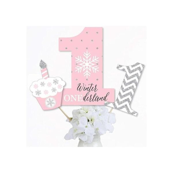 Big Dot of Happiness Pink Onederland Juego de 15 centros_2