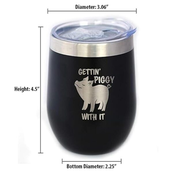Gettin Piggy Vaso de vino con tapa deslizante Taza
