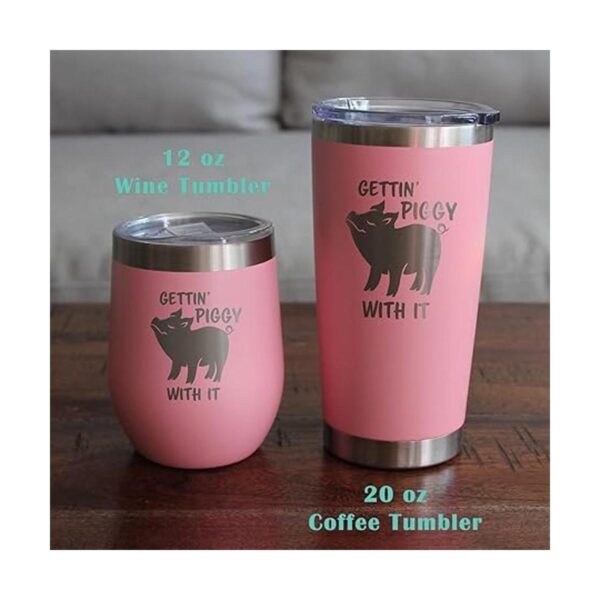 Gettin Piggy Vaso de vino con tapa deslizante Taza