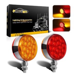 Partsam 2pc 3 Round Double Face RedAmber 30 LED Pedestal_1