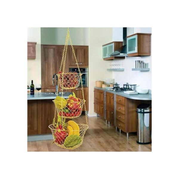 Fox Run Cesta de frutas colgante de cocina dorada de 3_2