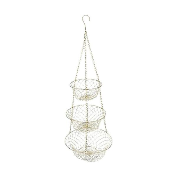 Fox Run Cesta de frutas colgante de cocina dorada de 3_3