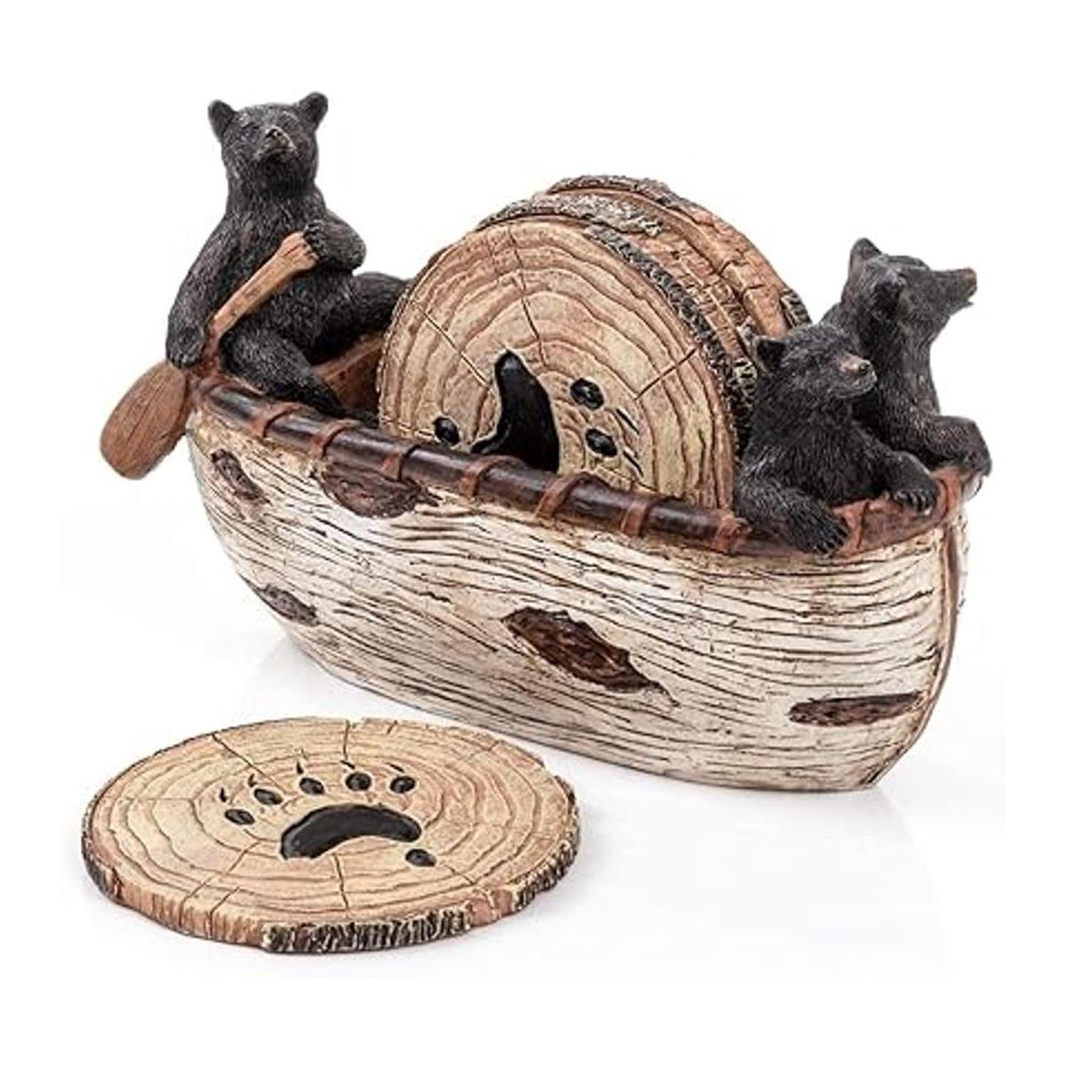 Juego de posavasos de oso 6 posavasos rústicos de tamaño