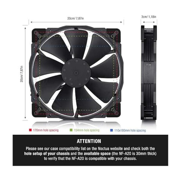 Noctua NFA20 PWM chromax.Black.swap ventilador silencioso_2