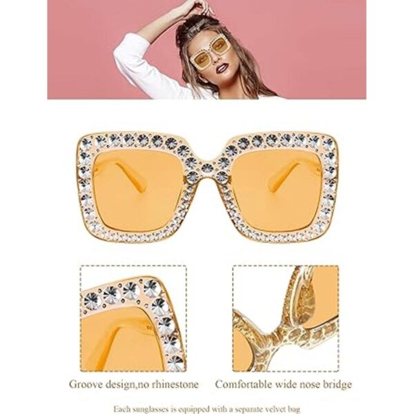 Gafas de sol cuadradas brillantes de gran tamaño con_4