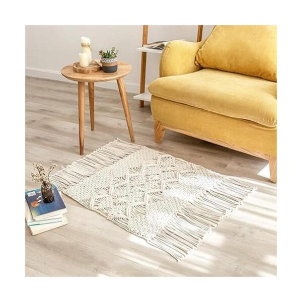 Mkono Alfombra bohemia de macramé tejida de algodón con_3