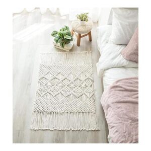 Mkono Alfombra bohemia de macramé tejida de algodón con_1
