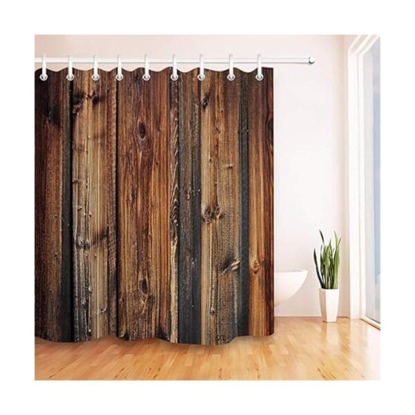 LB Cortina de ducha rústica de madera de granero estilo_2