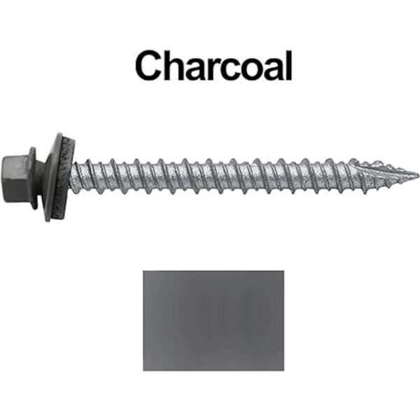 Metal Roofing Screws 250 10 x 2 Charcoal Hex Head_3