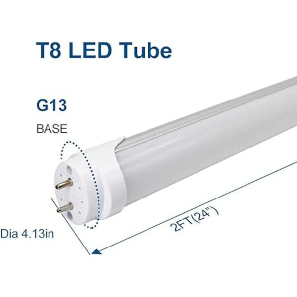 LightingWill Tubo de luz LED T8 de 2 pies blanco cálido_3