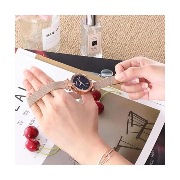 Relojes de pulsera analógicos de cuarzo correa de malla_4