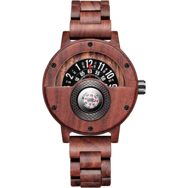 GORBEN Brújula giratoria para hombre reloj de madera_1