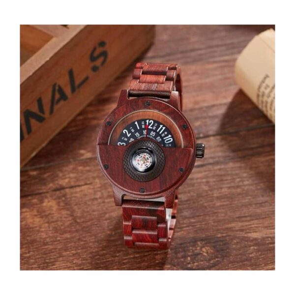GORBEN Brújula giratoria para hombre reloj de madera_2
