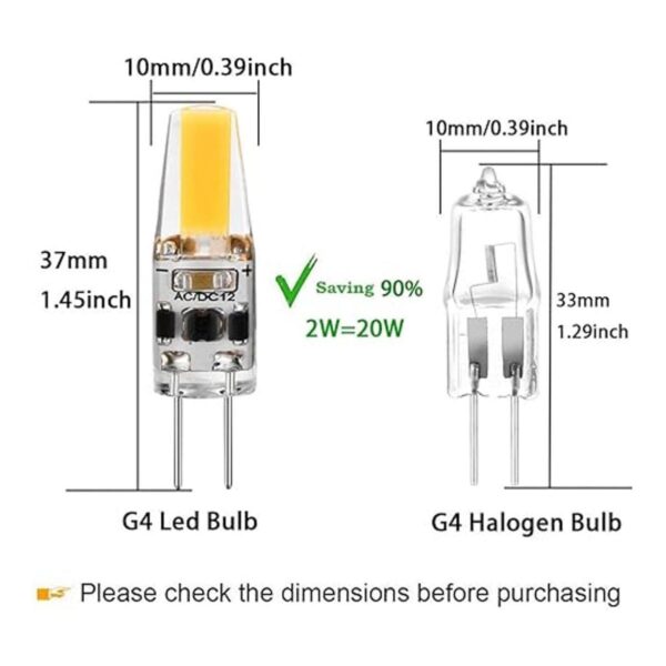 Bombilla LED G4 de 2 W equivalente a 20 W T3 JC tipo bipin_2