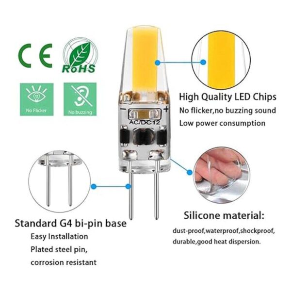 Bombilla LED G4 de 2 W equivalente a 20 W T3 JC tipo bipin_3