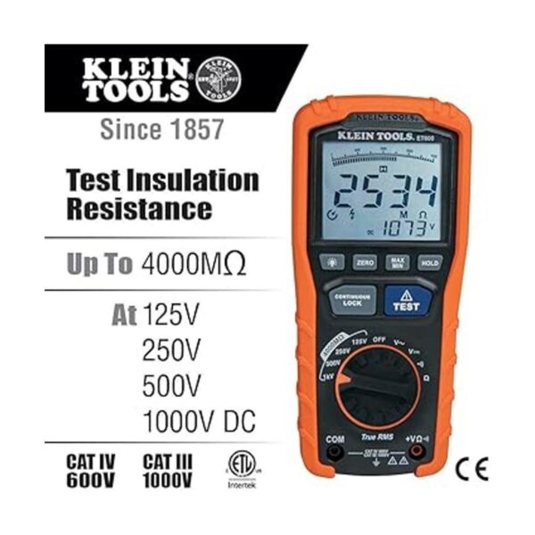 Klein Tools Multímetro ET600 probador de aislamiento de_2