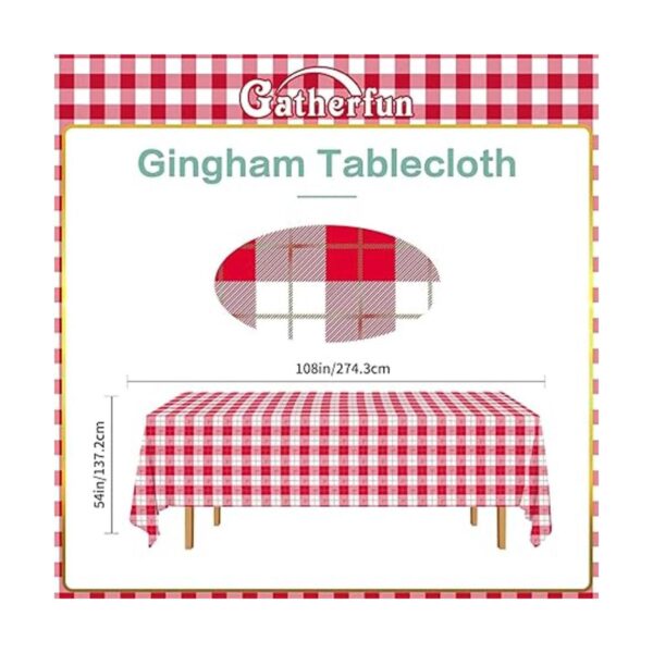 Gatherfun 3 manteles rectangulares de guingán rojo y_5