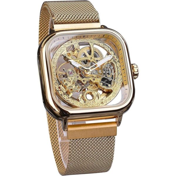 FORSINING Reloj de pulsera mecánico automático dorado para_1