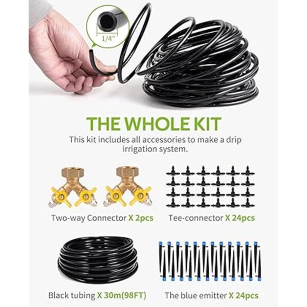 HIRALIY Kit de riego por goteo de 98 pies para sistema de_6