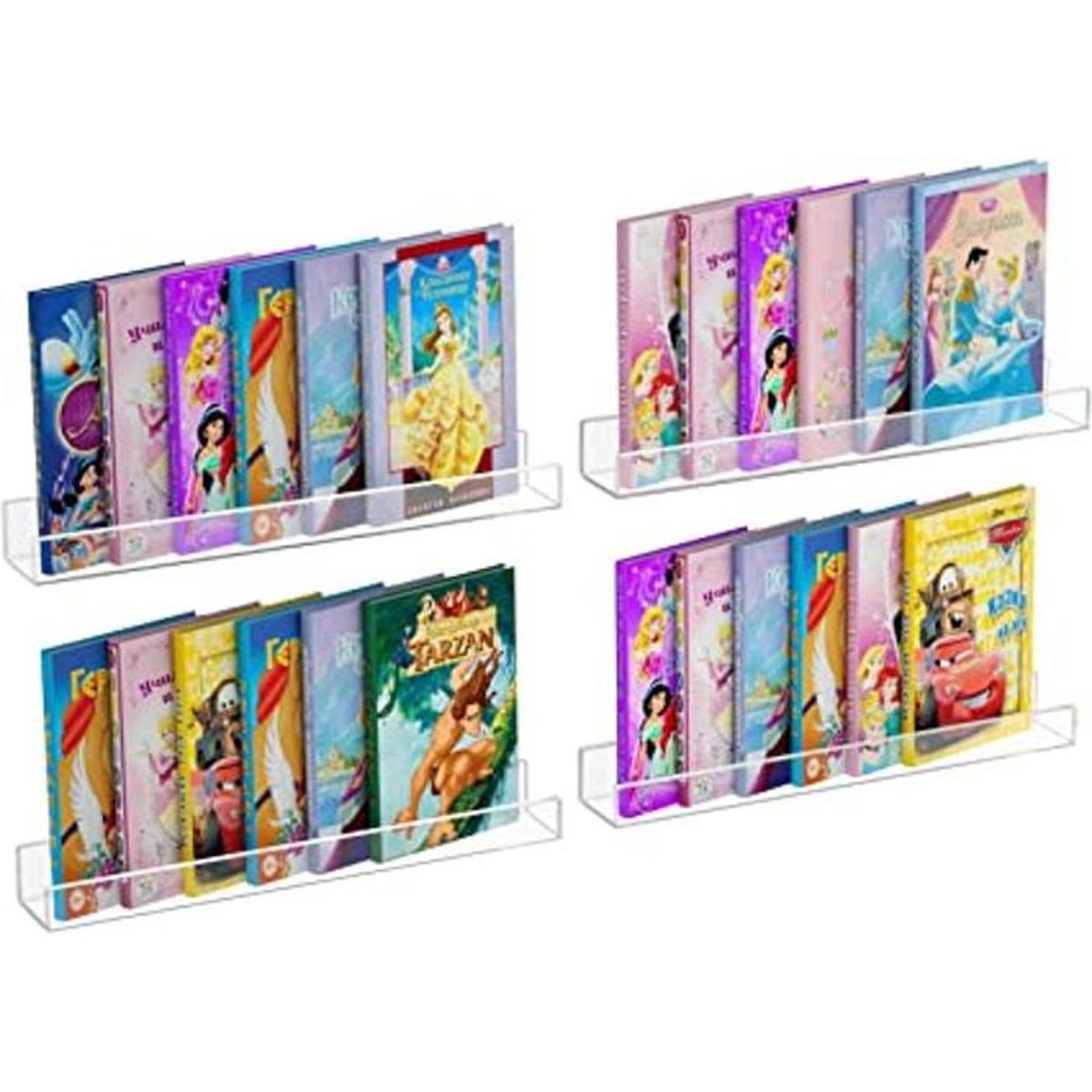 NIUBEE 24 Premium Acrylic Floating Nursery Kids Bookshelf