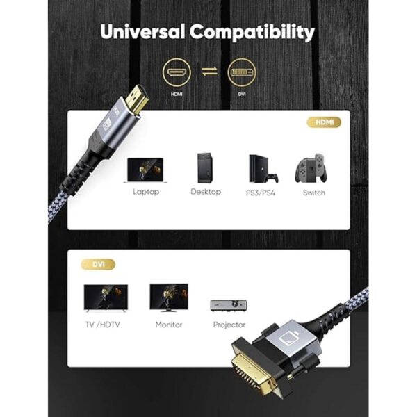 Cable HDMI a DVI de 3 pies bidireccional de nailon_4