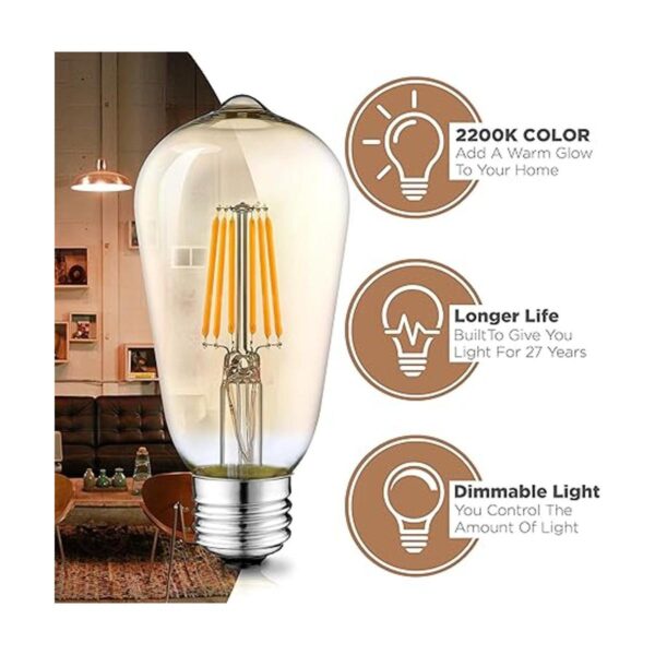 Hudson Bombillas LED Edison vintage de 6 W paquete de_2