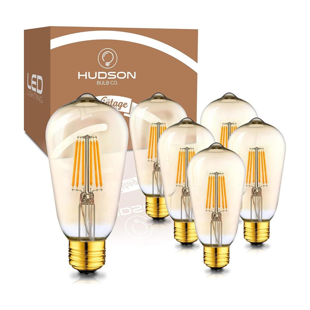 Hudson Bombillas LED Edison vintage de 6 W paquete de